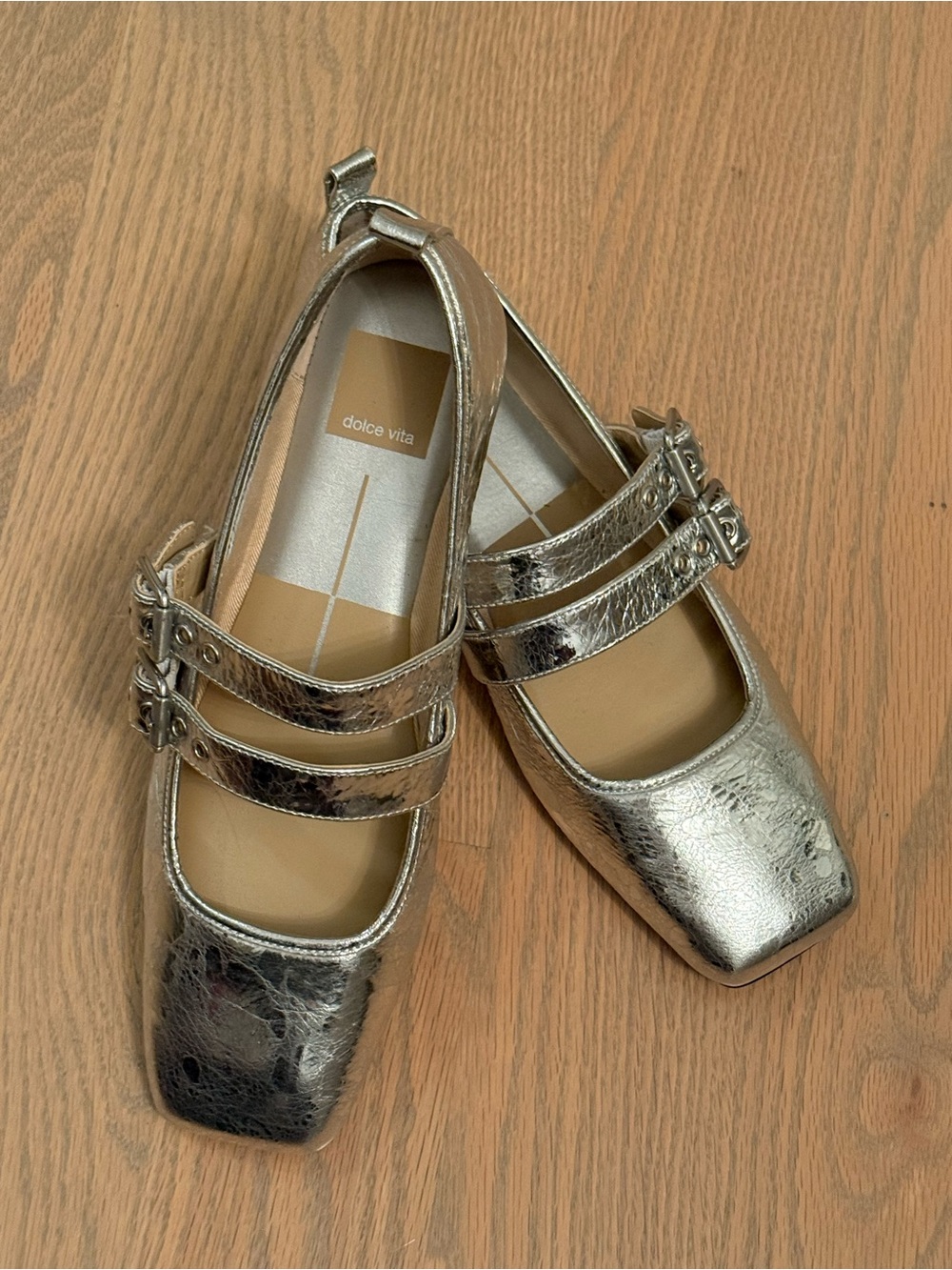 Dolce Vita Metallic Silver Mary Janes 7.5